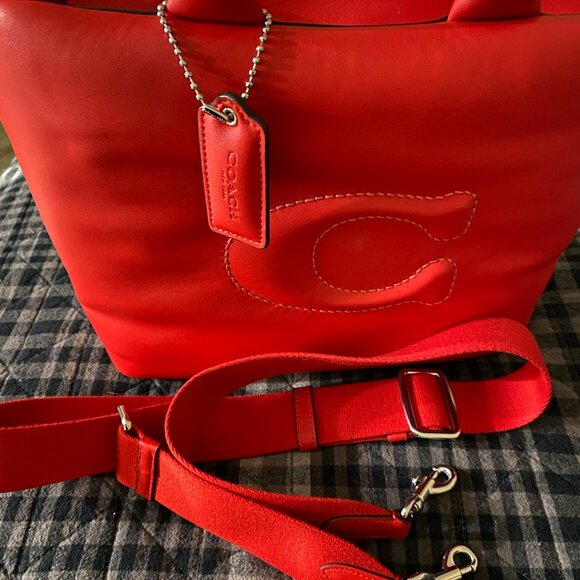 Bundle: Coach Red Pillow Tote and Coach Red Micro Wallet - Picture 9 of 16